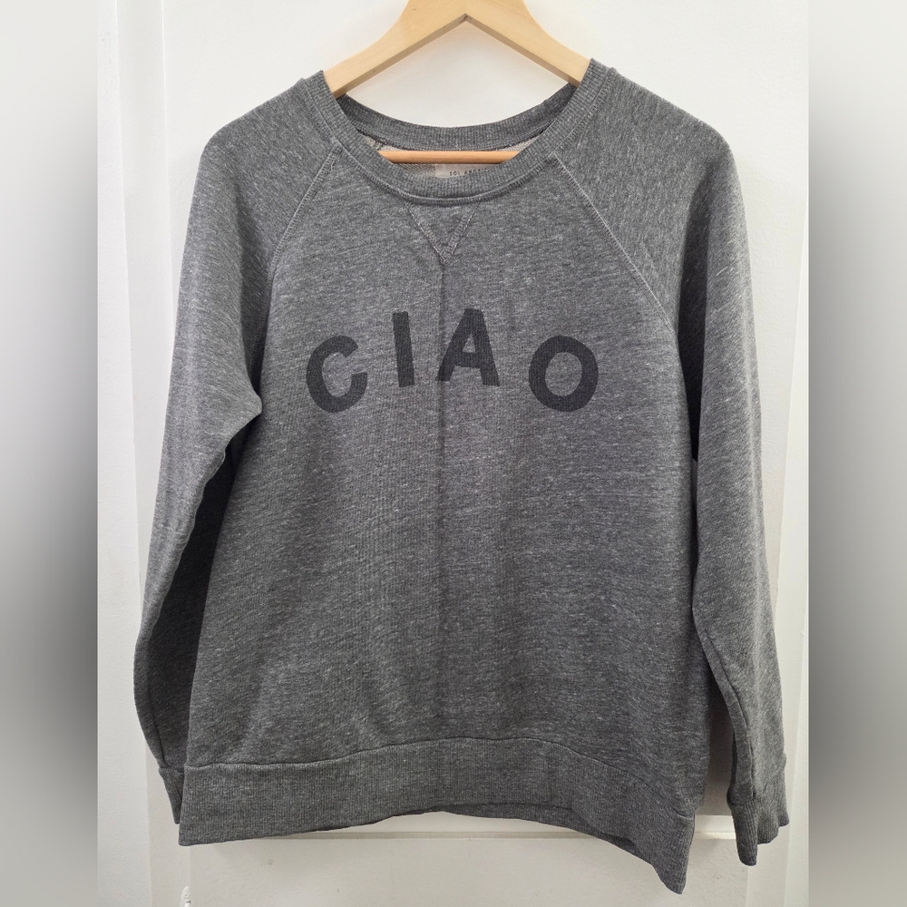 Sol Angeles Anthropologie Heather Gray Crewneck Sweater